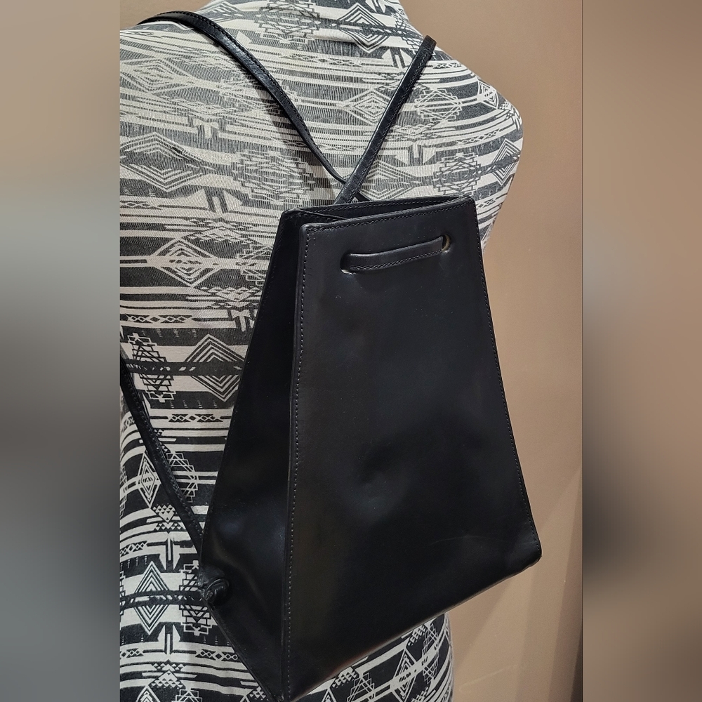 Sleek Black Leather Backpack
